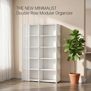 31.49 Inch Multi-Purpose Dust-Proof  Shelf, Easy-to-Install Garment Cabinet & Bookcase for Bedroom, Living Room, Office & Dorm  organizer,  shelf, cube organizer,  unit, closet organizer 5-tier multifunctional shoe