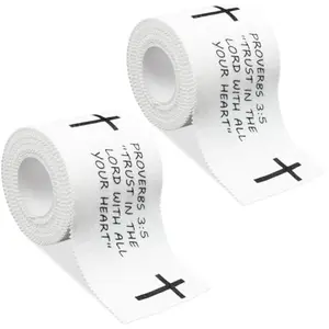 2pcs Christian Athletic Tape, 2 x 23FT Cotton Zinc Oxide Sports Tape with Cross Design for Wrist Support