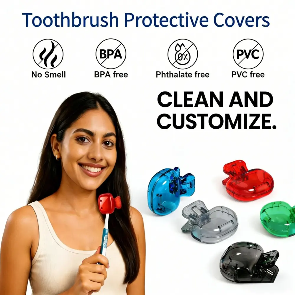 4-Pack Sanitary Toothbrush Head Covers - Portable Clip-On, Small Size, Ventilated Bathroom Toothbrush Holders for Travel, Home Use, Cover