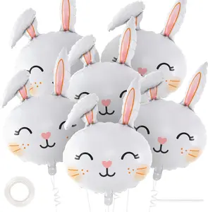 6 Pcs Easter Bunny Balloons – Giant Easter Bunny Head Foil Balloons Party Decorations – Easter Bunny Rabbit Balloons for Easter, Birthday, Baby Shower & Spring Party