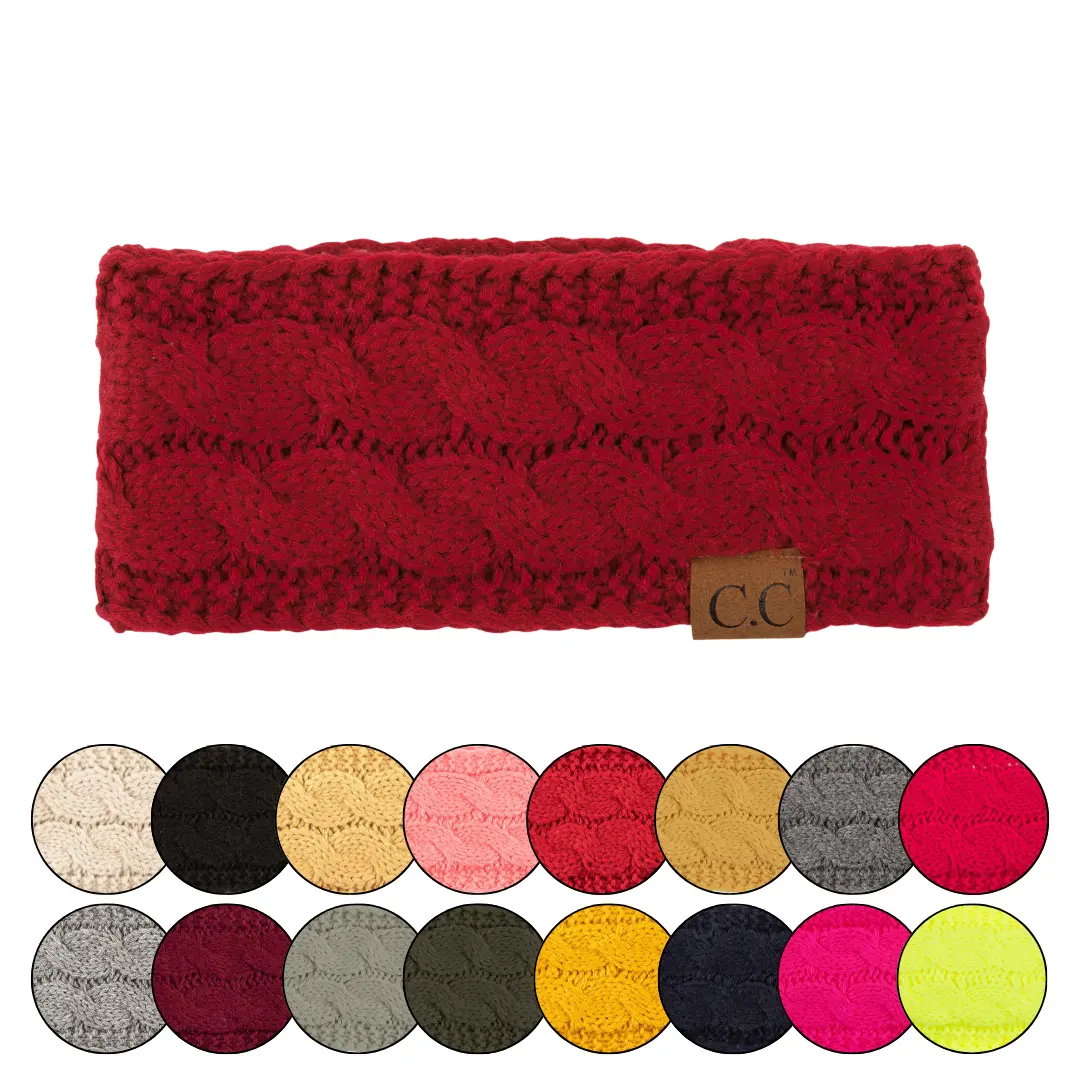 C.C Women’s Fuzzy Lined Cable Knit Ear Warmer – Perfect Holiday Headband for Christmas & Thanksgiving