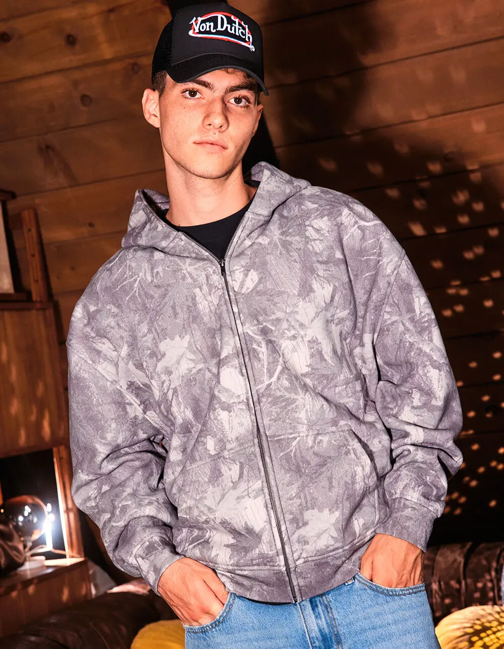 RSQ Mens Oversized Zip-Up Hoodie