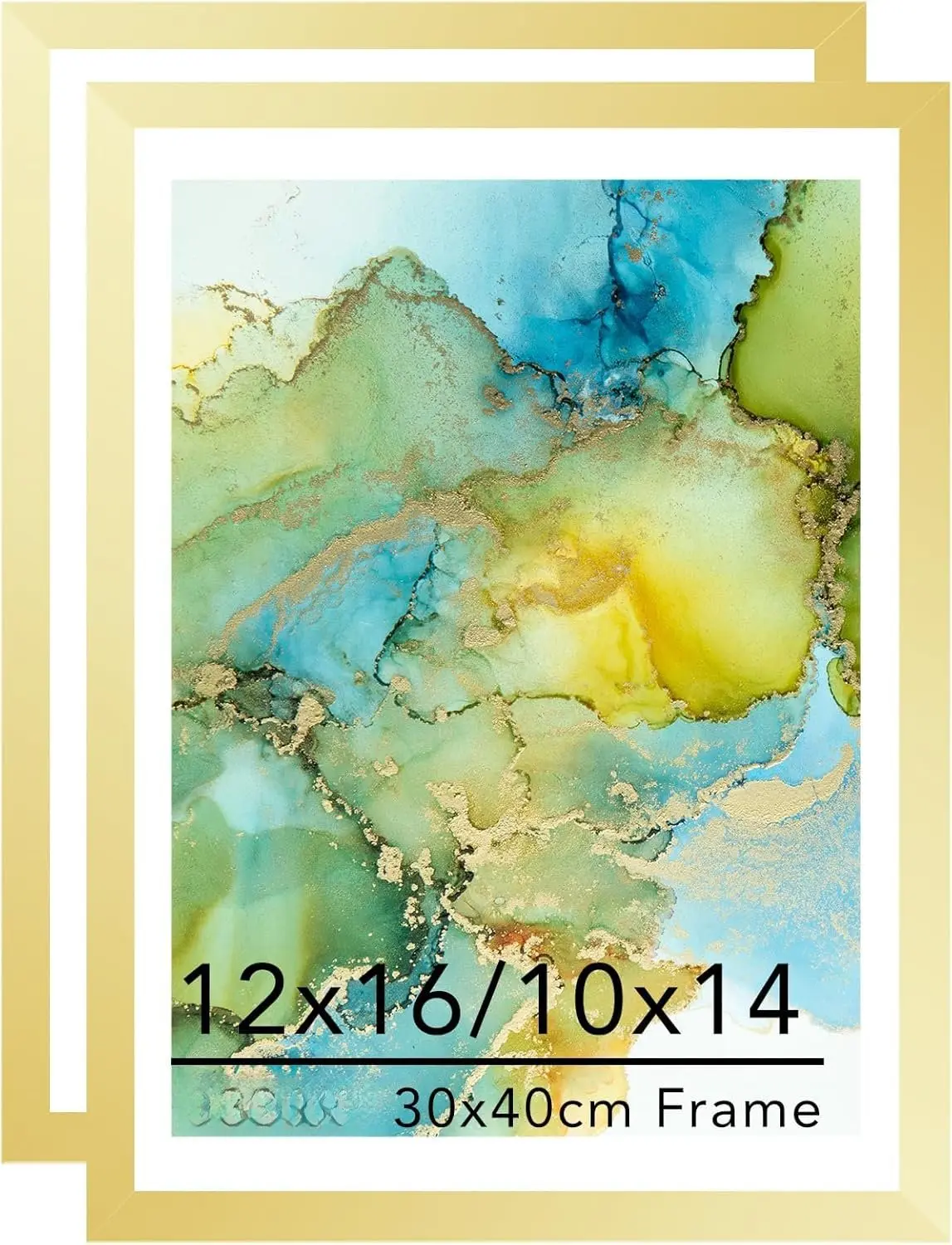 12x16 Frame Set of 2  With 10x14 Mat for 30x40cm  Art Painting, Display Picture 10x14 With Mat or 12x16 Without,  Large Picture Frame for Wall , , 2 Packs