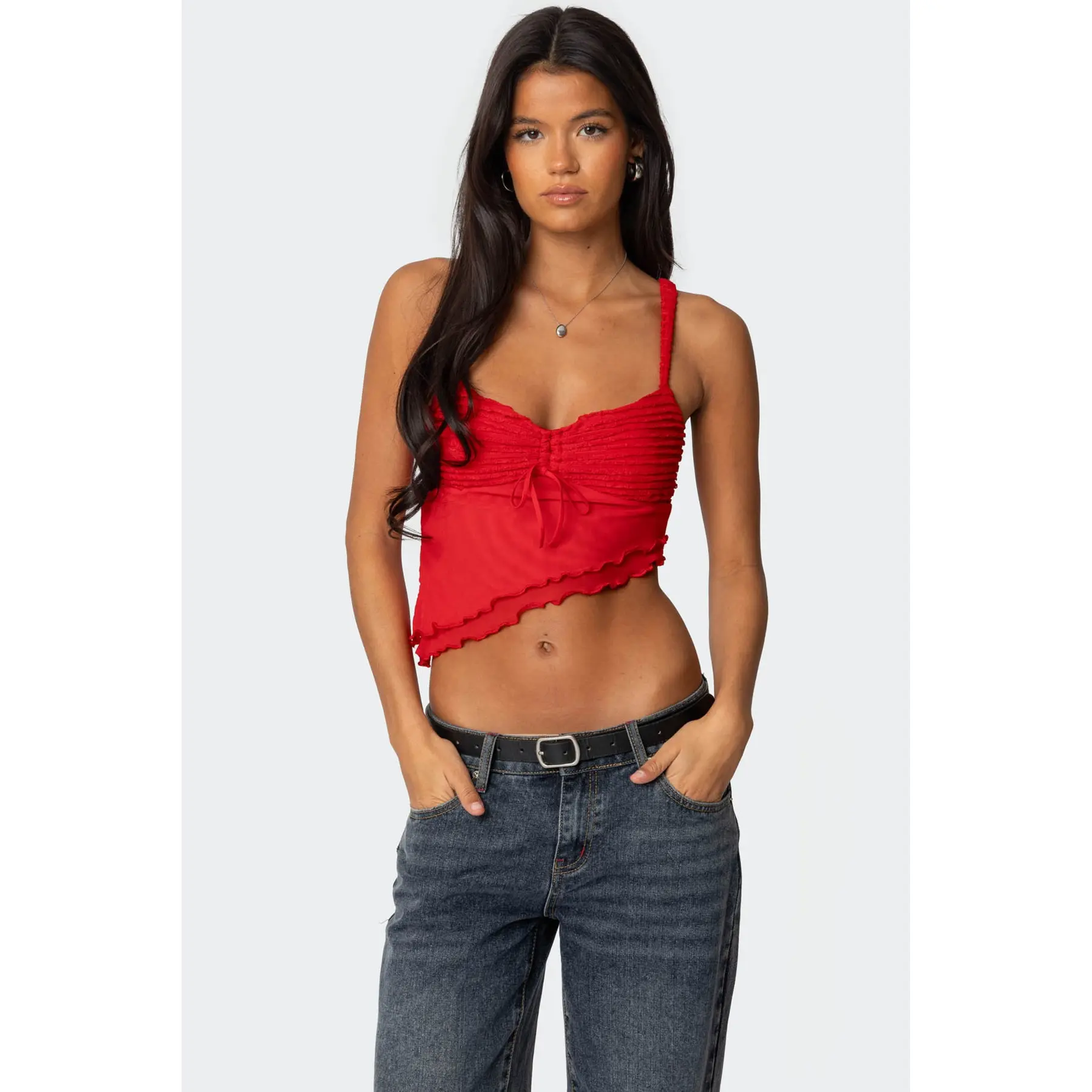 Ruffled Asymmetric Tank Top