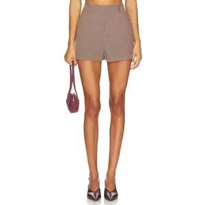 ASTR the Label Gisselle Shorts in Brown Wine Plaid