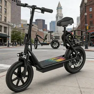 Electric Scooter for Adults with Seat,48V 10.4Ah Battery, Top Speed 22 mph, Driving Range 21-27 Miles, Pet-Friendly Design with Rear Basket