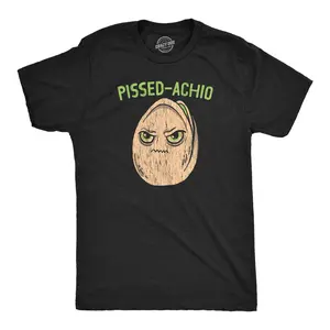 Mens Funny T Shirts Pissed Achio Sarcastic Pistachio Graphic Novelty Tee for Men Mens Funny T Shirts Cool Vintage Fashion T-Shirt Gift Classic Menswear Sarcastic Apparel for Men Funny Food Short Sleeve Novelty Black -