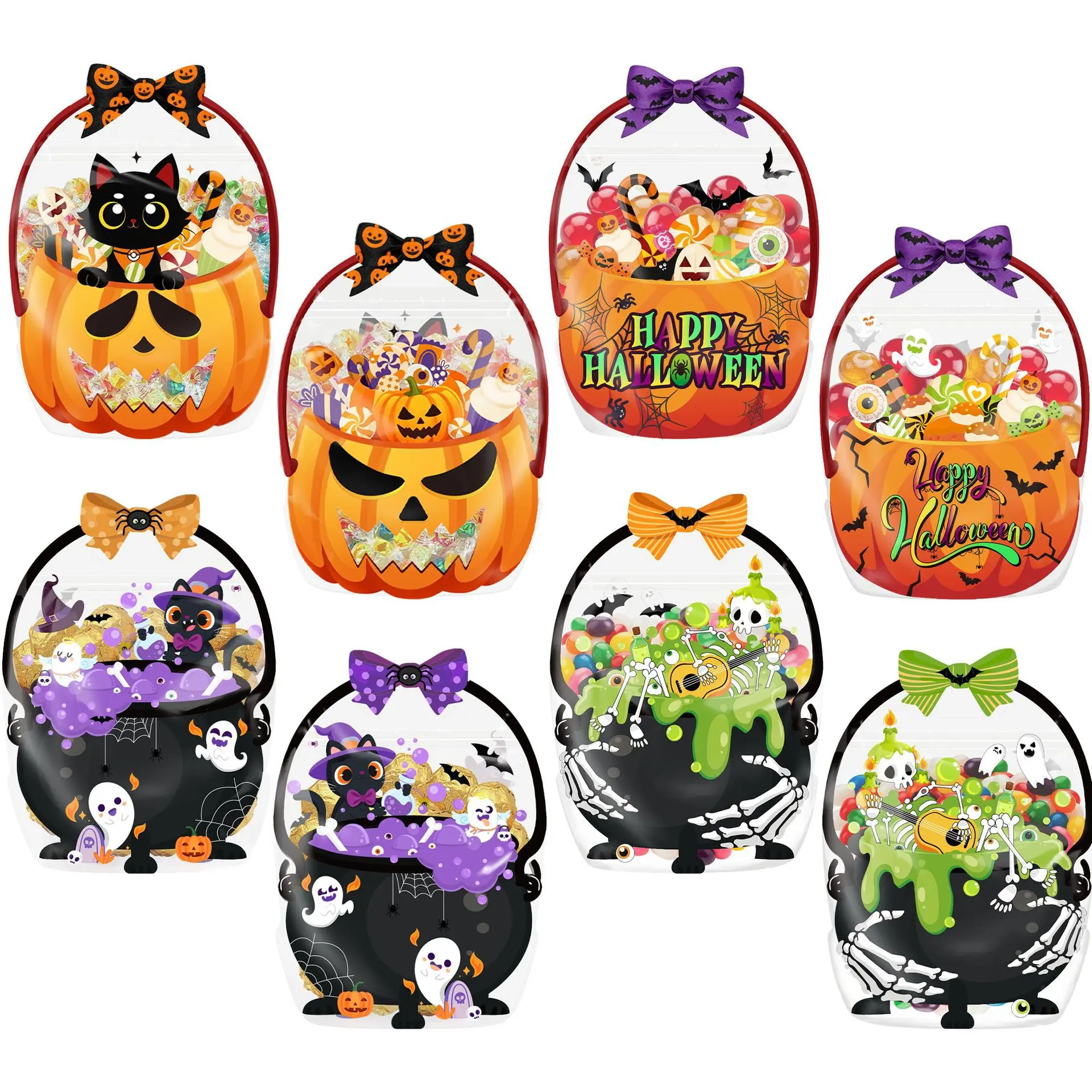 40 PCS Double Sided Printed Halloween Treat Bags 4 Styles