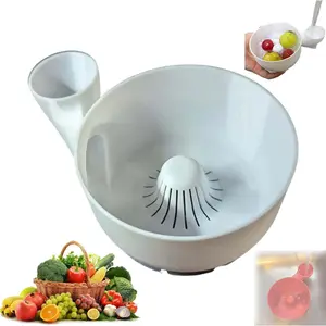 2026 New 3D Printed Automatic Vegetable and Fruit Washer, Fruit Cleaner Spinner, Berries Wash Bowl, Fruit Cleaner Device for Cleaning Fruits, Vegetables, New Kitchen Gadget (White, L)