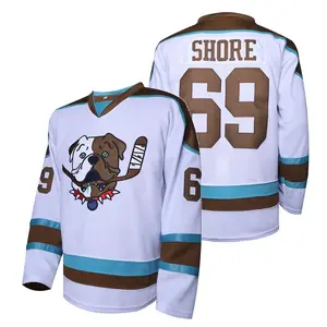Shore 69 Sudbury Blueberry Bulldogs Adult Fan Hockey Jerseys Mens lce Embroidered V-NeckLoose Fit Polyester Sports Shirt Athletic Top workout tops Christmas Eve gifts Holiday party outfit