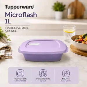 Tupperware  Microflash  Lilac Microwave Container - Durable, Easy to Clean, High-Temperature Resistant, Ideal for Meal Prep and Leftovers
