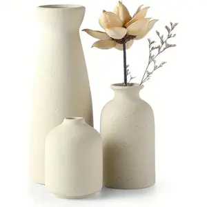 Ceramic Vase Set, 3 Counts/set Matte Finish Vase, Flower Arrangement Vase, Home Decor Supplies for Living Room Bedroom Dining Room, Ornaments