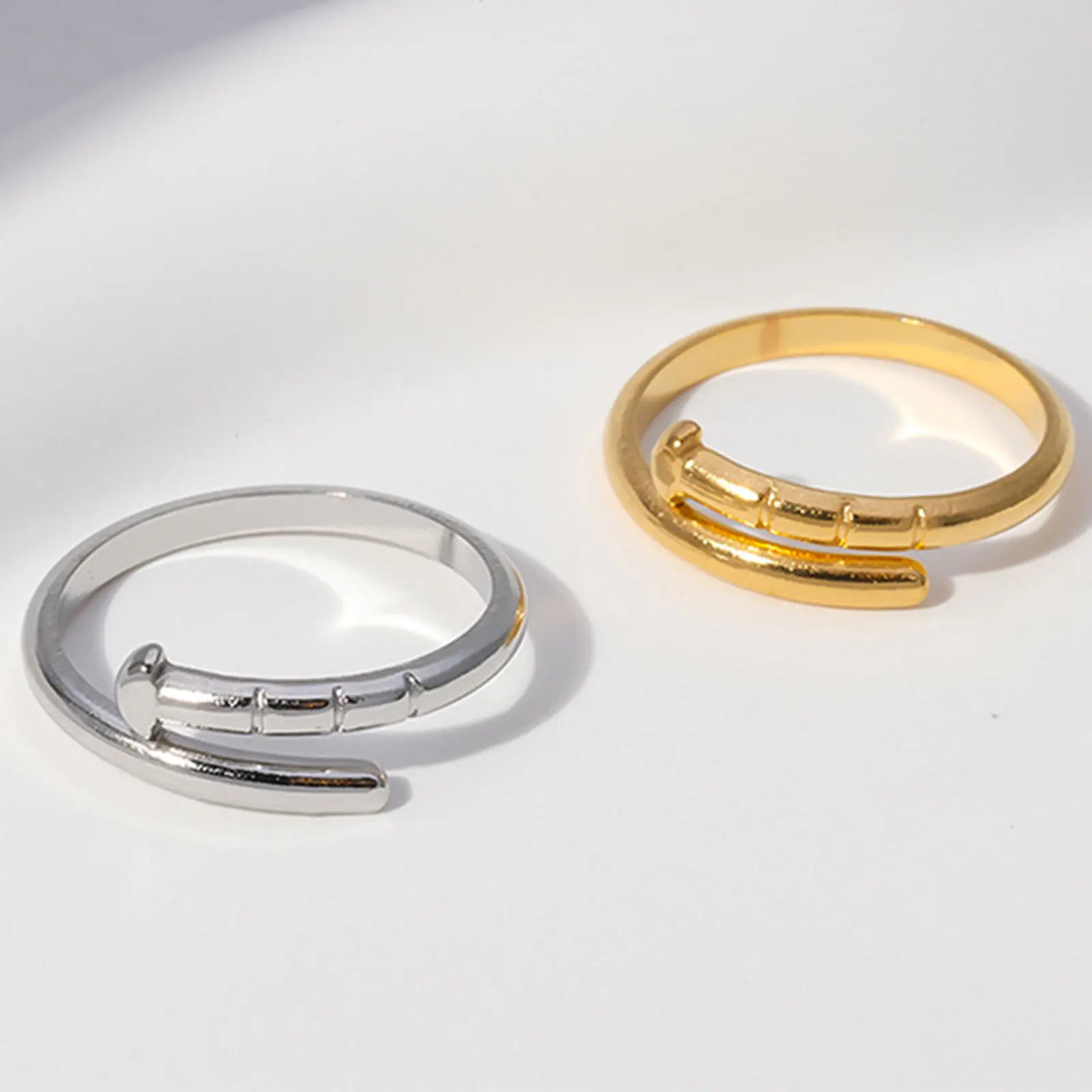[Christmas boutique] Personalized titanium steel open ring stainless steel nail ring adjustable fashion simple jewelry design gift