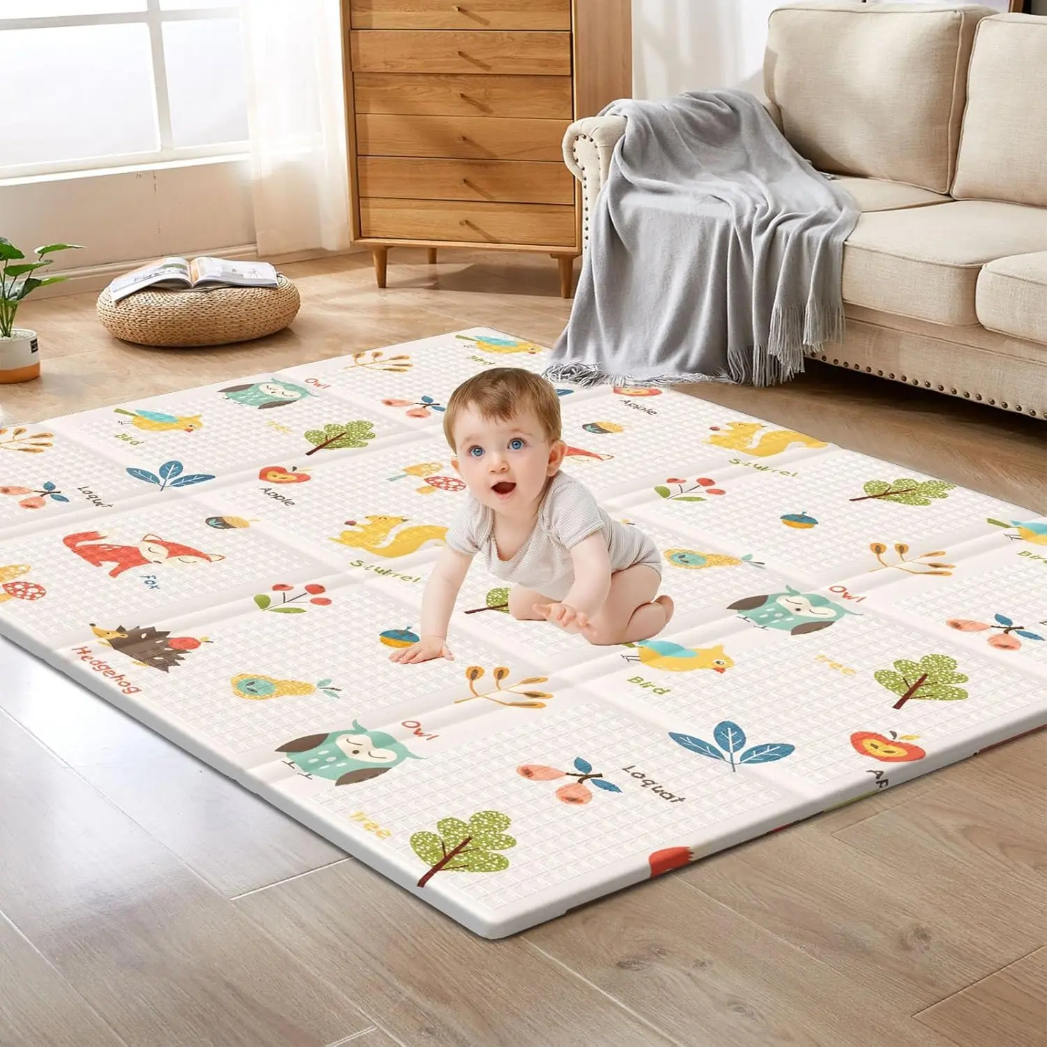 Play Mat, Foldable Baby Foam Playmat for Floor, Portable Waterproof Activity Play Mats for Babies, Infants and Toddlers