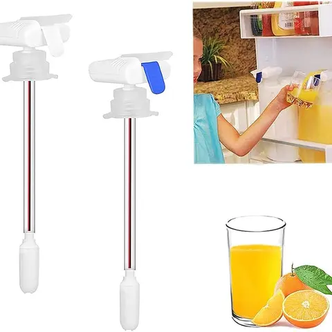 2-Pack ABS Plastic Automatic Cold Drink Drinking Water Gallon Dispenser - Kitchen Accessories with Overflow Stop, Portable Hands-Free Pour, Fridge Fit, Outdoor 2-Tap Party Setup for Juice/Water