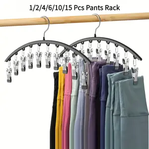 Curved Metal Pants Hanger, Space-Saving Closet Organizer, Available in Multiple Piece Options, Pants Hanger with 10/15 Clothespins #GLOBAL PICKS