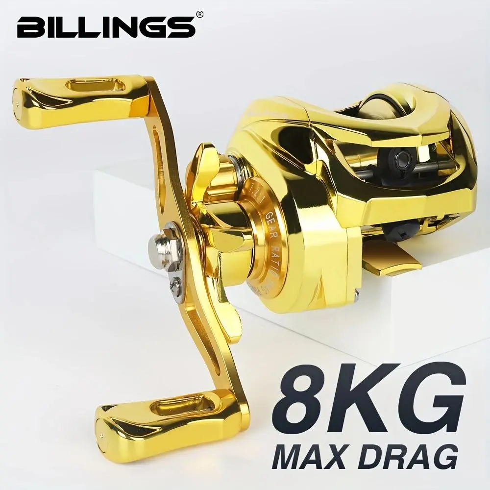 BILLINGS GD200 Series Baitcasting Fishing Reel 7.2:1 Gear Ratio 18LB Brake Strength Stainless Steel 5+1BB Suitable for Freshwater and Saltwater, Fishing Accessories, Fishing Supplies, Fishing Gear Set, Saltwater Ready Reel
