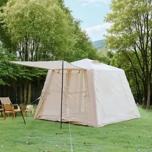 5.76 sq m Waterproof Oxford Tunnel Tent for Camping, 2-3 Person 4-Season Inflatable Model with Canopy & Hand Pump, Easy-Setup Air Glamping Gear for Adults