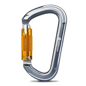 NEWDOAR 28KN Auto-Locking D-Shaped Carabiner, UIAA & CE Certified 7075 Aviation Aluminum Safety Clip with Auto-Lock Gate, Heavy Duty for Rappelling, Mountaineering, Carabiner for Leash, Father's Day Gift
