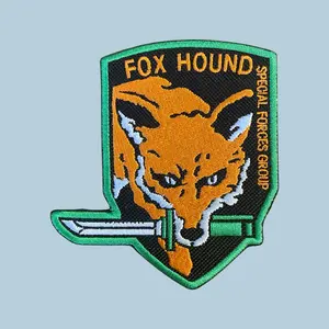 Stylish Metal Gear Fox Hound Special Forces Embroidery Patch for Sewing Projects, 4.01"h x 3.72"w Compact Fox Emblem, Multiple Backs for Sew-On, Iron-On or Hook Application