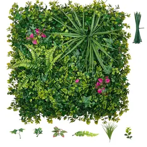fathersdaygift VEVOR Artificial Plant Wall, 16PCS 20x 20 in Artificial Boxwood Panels, Greenery Backdrop Privacy Hedge Fence with Sun Protection, Fake Grass Wall Screen for Wedding, Indoor, Outdoor Garden, Backyard