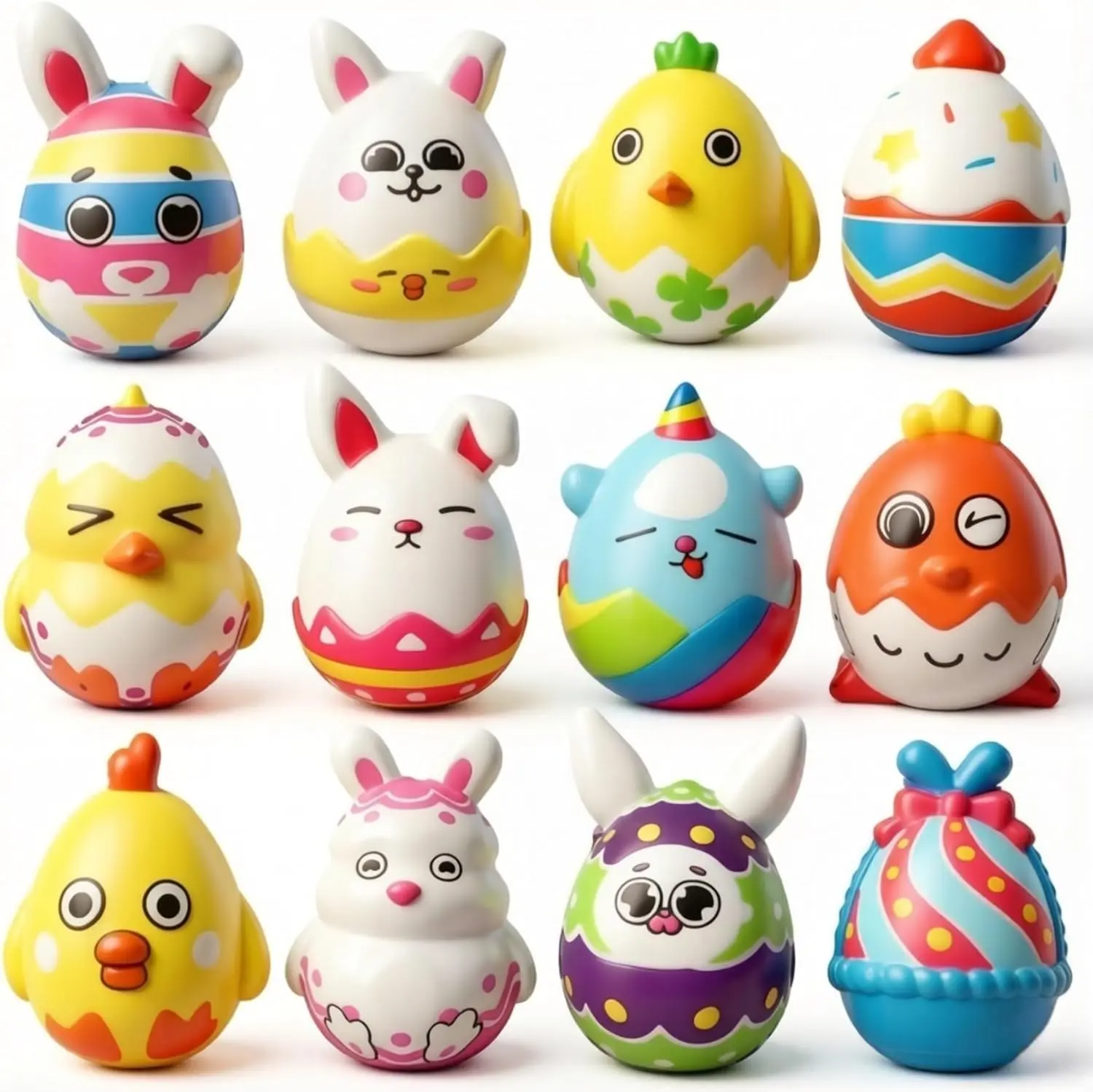 12 Pack Easter Squeeze Toys, Slow Rising Squishy Toys for Kids, Easter Basket Stuffers, Easter Egg Hunt Supplies, Sensory Stress Relief Squeeze Toys, Party Favors & Gifts for Boys and Girls