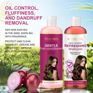 O'CHEROL Haircare Onion Oil Shampoo & Conditioner Set - Rosemary Conditioning Cleanser, Olive-Infused Aroma, Moisturizing, Brightening, for All Hair Types to Get Soft, Shiny Hair