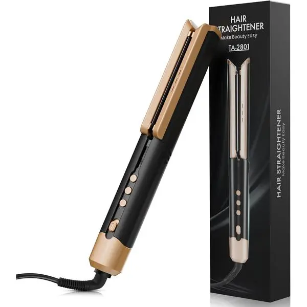Hair Straightener Flat Iron, 1 3/4" Wide Ceramic Plates Ionic (Black) | Dual Voltage Straightener for Thick Hair Women, 210℉-450℉ Fast Heating for Shiny and Smooth Results Clear