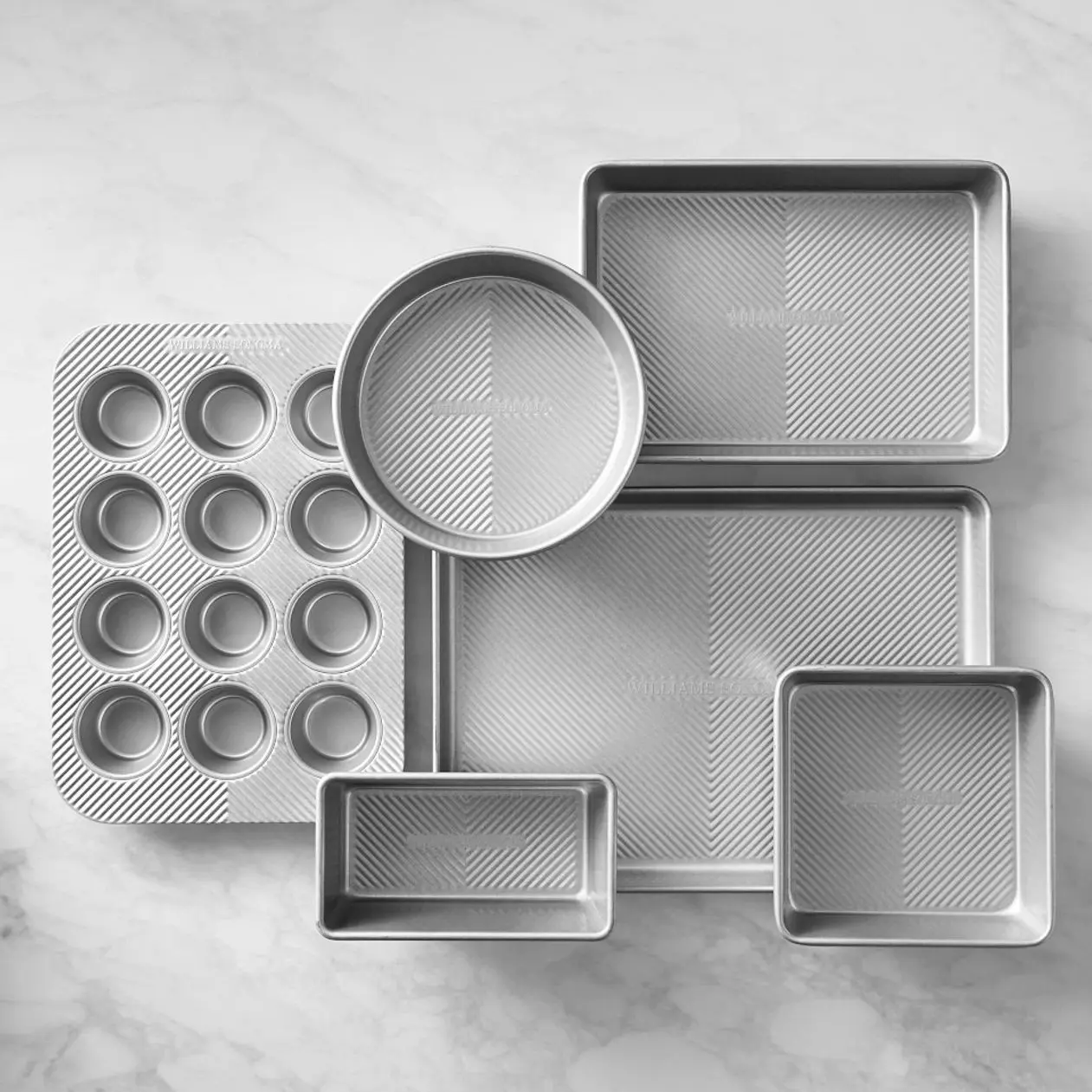 Williams Sonoma Cleartouch Nonstick Sturdy Silicone Bakeware Set of 6 - Lightweight for Cake Baking, Oven-Safe Kitchen Baking Trays