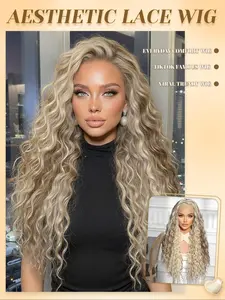 Women's Curly Wave Lace Front Wig, Soft & Natural Look, Curly Wave Texture, High-Quality Synthetic Fiber, Comfortable Breathable Mesh Cap, Daily Wear