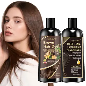 Brown hair dye shampoo, plant extract hair dye shampoo, gentle coloring without damaging hair, combined with hair conditioner to stabilize color, cover white hair, no need to mix a step of coloring, natural and not stiff, suitable for both men and women