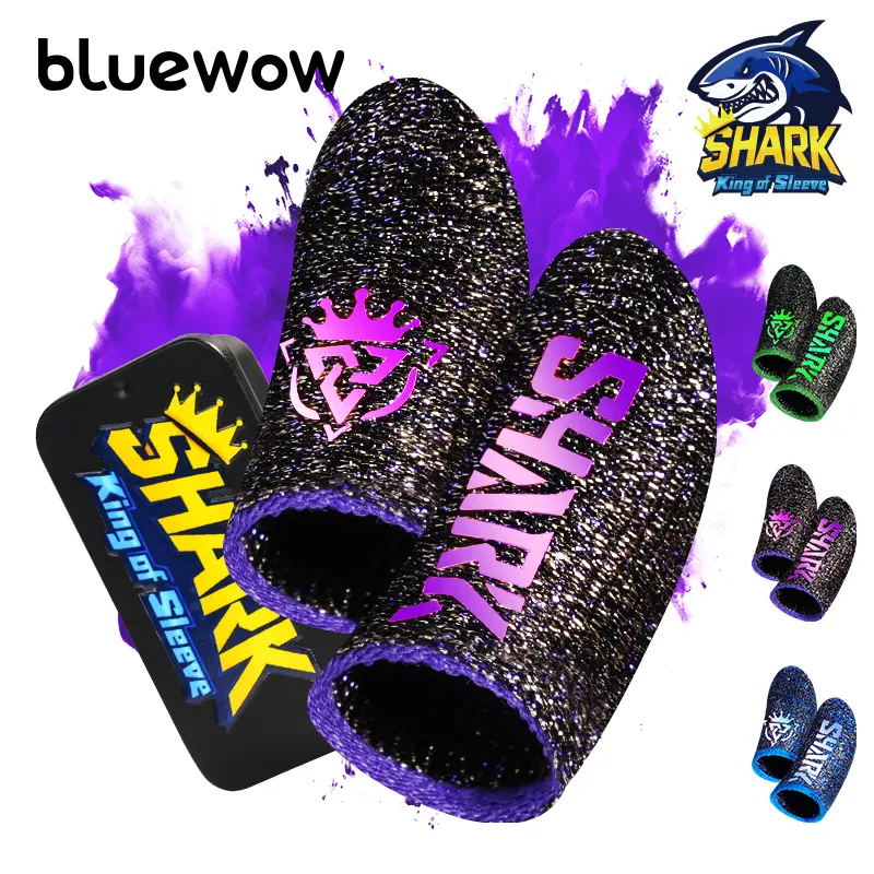 BlueWow SharkKing SilverFiber Modern Plain Thumb Grip Finger Sleeves (20-Pack Individual Packaging) - 0.3mm Super Soft High Sensitivity Thin Fabric, Sweat-Proof, Compact Portable Built for Mobile Gaming Sessions Smartphone Gamer Accessories