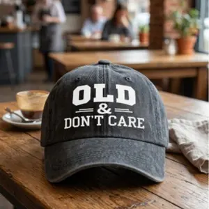 OLD & DON'T CARE Hat 2026 – Funny Retro Distressed Dad Cap, Adjustable Trucker Baseball Cap, Unisex Vintage Streetwear Hat