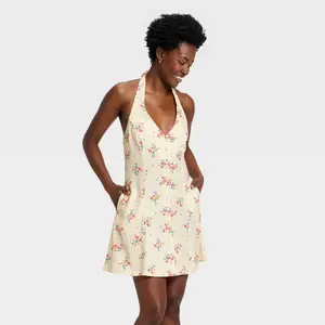 Women's Floral Mini Sundress - Universal Thread Cream XS