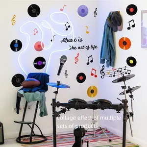 A new music element record microphone art wall sticker (30*90cm) for living room, bedroom, and music room - wall stickers decorative background wall decal MS9037