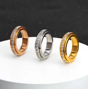 3-Pack Anxiety Spinner Rings Set – Titanium Steel Fidget Band with CZ | Stress-Relief Rings for Women & Men | Perfect Black Friday & Christmas Gift for Her, Him, Friends, Couples | Comfort Fit (Size 6–10)