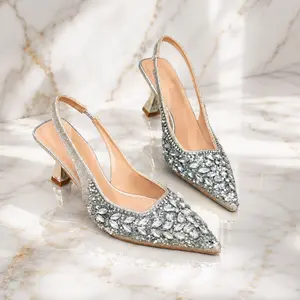 Hot-selling fashionable women's mules/slides , kitten heel sandals. Cinderella shoes. Pointed-toe high-heeled sandals. Comfortable insole, suitable for weddings, proms, parties, daily commuting and walking. kitten heels sandals women red bottom heels tikt