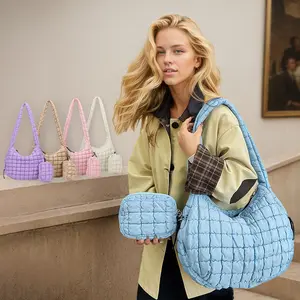 2 Pcs Large Capacity Cloud Pattern Shoulder Bag for Women Solid Color Zippered Crossbody Bag with Hanging Wallet for Thanksgiving Party