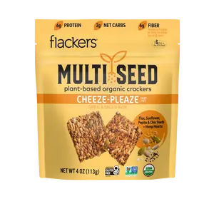 Cheeze-Pleaze Multi Seed Flackers Organic Crackers, 4oz / 6-Pack