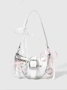 Cute Gothic Y2K Style Women's Shoulder Bag, Preppy Street Fashion Moon Bag, Fashionable Saddle Bag, Daily Use & Gift, Punk Design Handbag