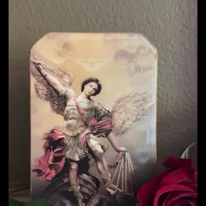 Archangel Michael Wood Artwork with Detailed Wings and Robe for Home Decor