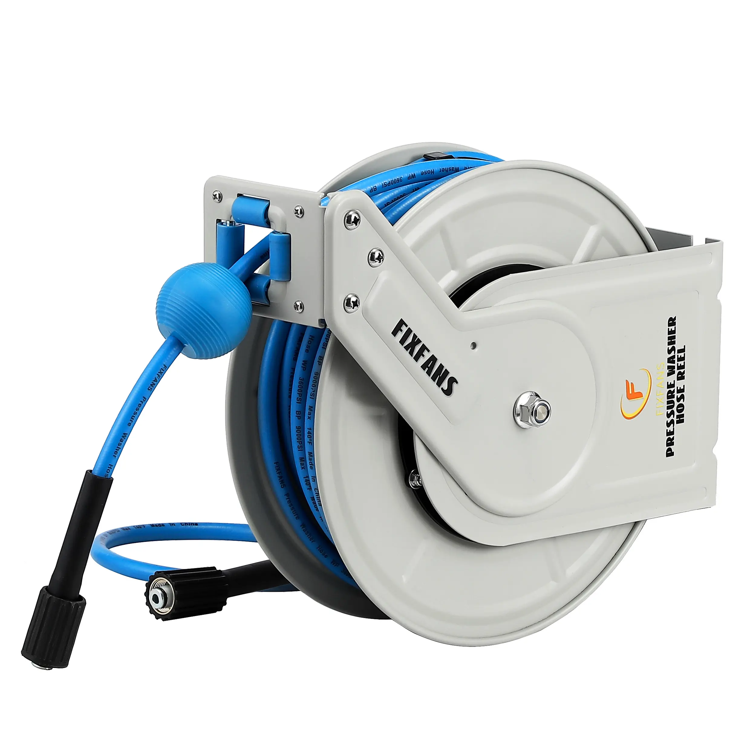 Pressure Washer Hose Reel with Hose, 1/4" × 60ft Retractable Power Washer Hose Reel, Heavy Duty Hose Reel Auto Rewind, Wall Mounted, 3600 PSI hosereel  system