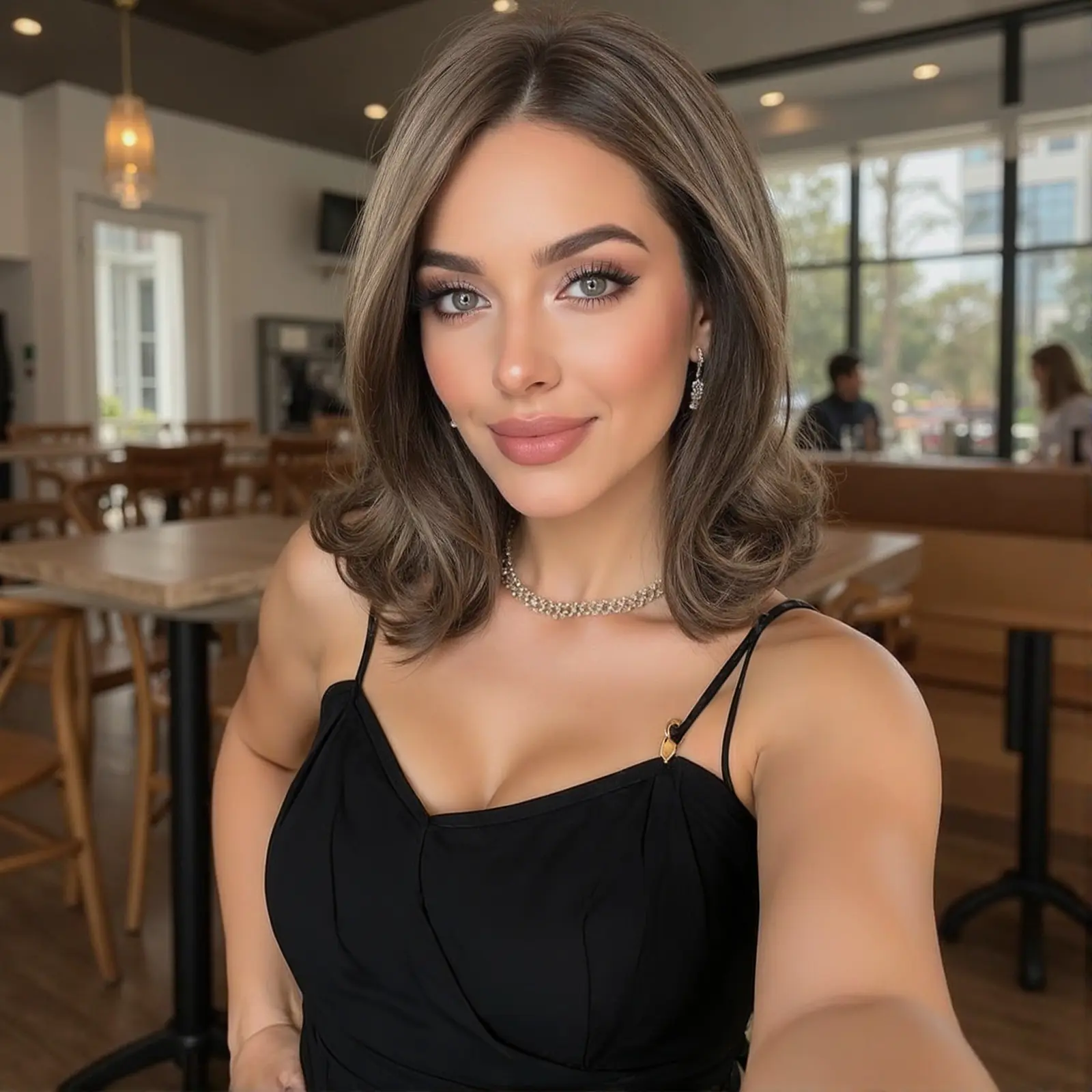 Isabel- NEW! DWY Mono Lace Front Free Part 14 Inches Wavy Brown with Blonde Highlights Glueless Synthetic Wig