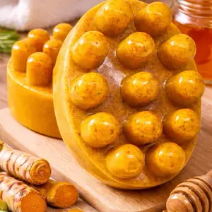 Eco Esencia Honey & Turmeric Soap Pack of 2 – Jabón Exfoliante con Masaje, Hidratante y Aclarante para Rostro y Cuerpo