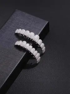 Hiphop Gold Grillz Full Diamond Teeth Grills Rapper Style Streetwear Trendy Personalized Jewelry Real Gold Plated Resin Material Tooth Gem