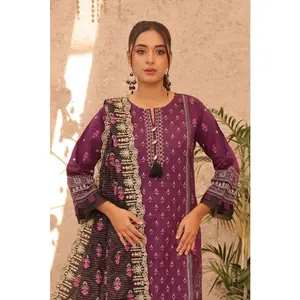 Majestic Plum 3-Piece Embroidered Lawn Set