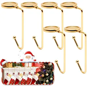 Christmas Mantle Stocking Holders Set of 6 - Upgrade Non-Slip Fireplace Hangers, Lightweight Metal Hooks for Christmas Party Decoration ()