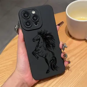 Horse Pattern Phone Case, Decorative Smartphone Phone Protector Cover, Phone Accessories Compatible with iPhone 16 15 14 13 12 11 Pro Max