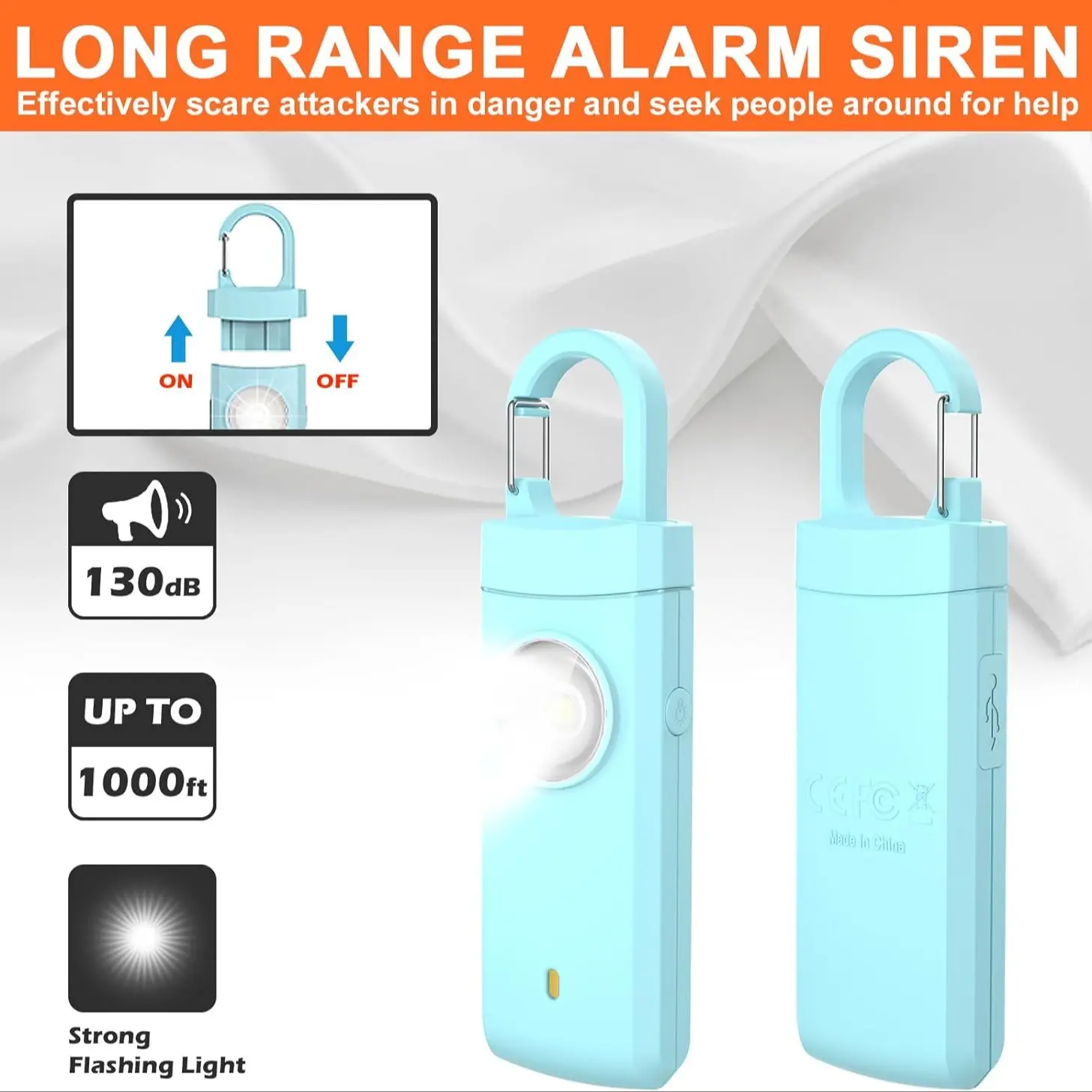 The Original Personal Safety Alarm for Women by Women-Portable Loud Siren, Alarm Horn, Strobe Light, Spotlight Siren Alarm and Key Chain in a Variety of Colors