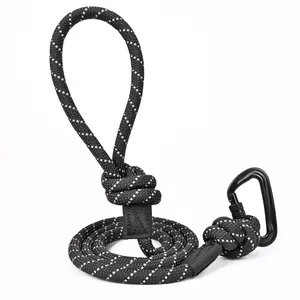 Heavy Duty Auto-Lock Dog Leash, 59in Nylon Climbing Rope with Night Safety Threads - Reflective, Safe, Escape-Proof, No Tangle, Swivel Leash for Secure Walks (Dog Harness Compatibility Note), No Tangle Leash